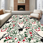 Christmas Deer Botanical Garland Rug