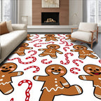 Christmas Gingerbread Man Candy Cane Background Rug