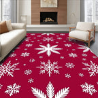 Crimson Snowflake Holiday Tile Rug