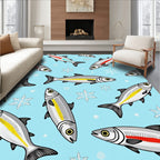 Whimsical Fish Winter Snowflake Collage Rug