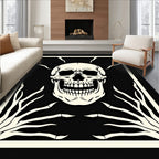 Black and Bone Skull Skeleton Hands Rug