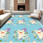 Playful White Cat Floral Medallion Rug