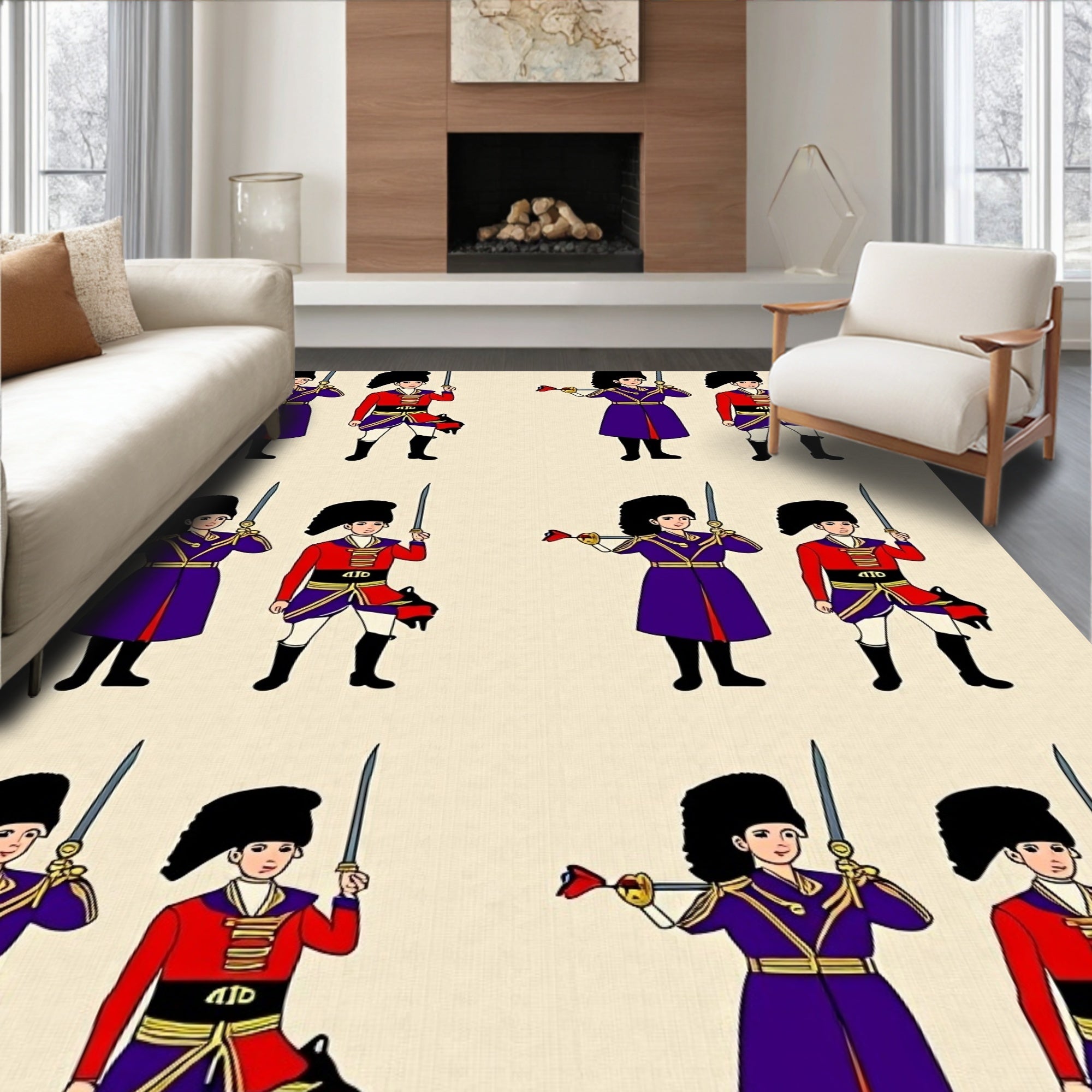 Guardsmen Red Purple Military Uniform Rug