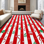 Red White Striped Festive Candy Collage Rug