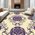 Elegant Plum Floral Mandala Arrangement Rug