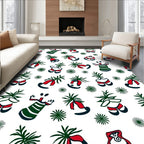 Whimsical Red and Green Christmas Figures Rug