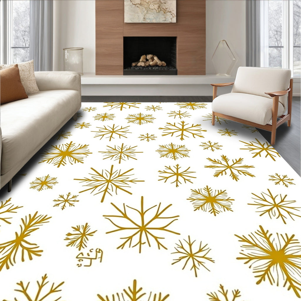 Golden Snowflake Scatter Collection Rug