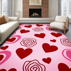 Pink Hearts And Roses Abstract Rug