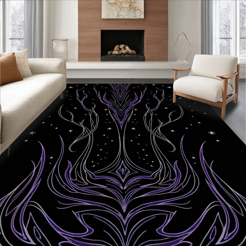 Dark Night Sky Galaxy Swirl Rug