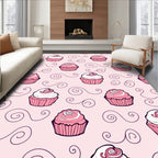 Sweet Pink Cupcake Swirl Cream Rug