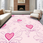 Pink Heart Floral Outline Rug