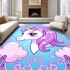 Whimsical Purple Unicorn Fantasy Clouds Rug