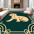 Golden Puppy Teal Border Rug