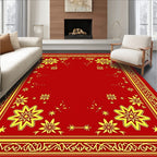 Golden Sunburst Bordered Red Rug