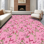 Pink Floral Vine Swirl Rug