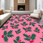 Pink Green Red Holly Berries Rug
