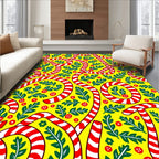 Red White Swirl Candy Cane Foliage Rug