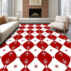 Crimson Snowflake Diamond Cluster Rug