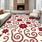 Crimson Poinsettia Swirl Inlay Rug