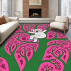 Playful White Koala Pink Tree Rug