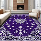 Winter Snowflakes Indigo Scrollwork Rug