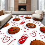 Whimsical Ginger Cookie Candy Cane Accents Rug