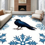 Bold Blue Bird Snowflake Frame Rug
