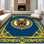 Bold Dog Face Blue Yellow Border Rug