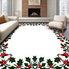 Crimson Holly Leaf Garland Rug