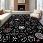 Whimsical Red Starburst Characters Rug