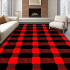 Bold Red Black Buffalo Plaid Check Rug