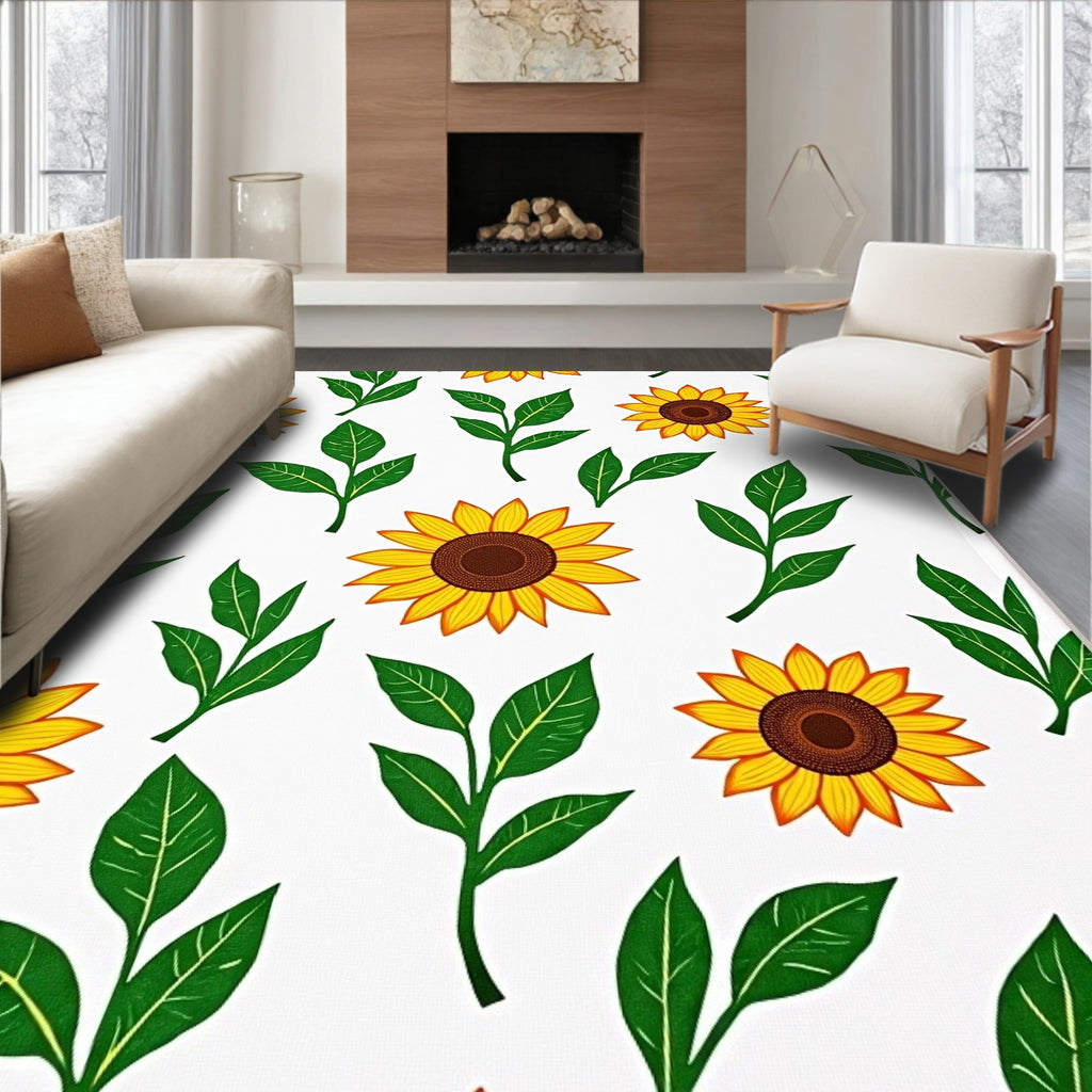 Golden Sunflower Leaf Arrangement Rug