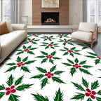 Winter Green Red Holly Clusters Rug