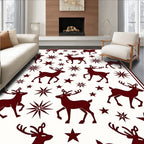 Burgundy Reindeer And Star Motif Rug