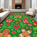 Festive Gingerbread Man Candy Swirl Stars Rug