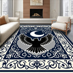 Mystic Black Eagle Crescent Moon Border Rug