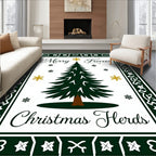 Merry Christmas Tree Snowflake Border Rug