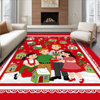 Merry Christmas Family Village Scene Rug