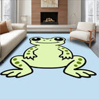 Whimsical Light Green Frog Illustration Rug