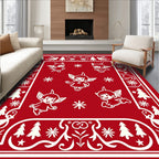 Festive Red Winged Cherub Christmas Rug