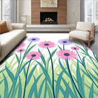 Pink Lavender Daisy Garden Border Rug