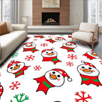 Joyful Snowman Red Green Snowflake Garland Rug