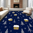 Cozy Snow Village Christmas Trees Rug