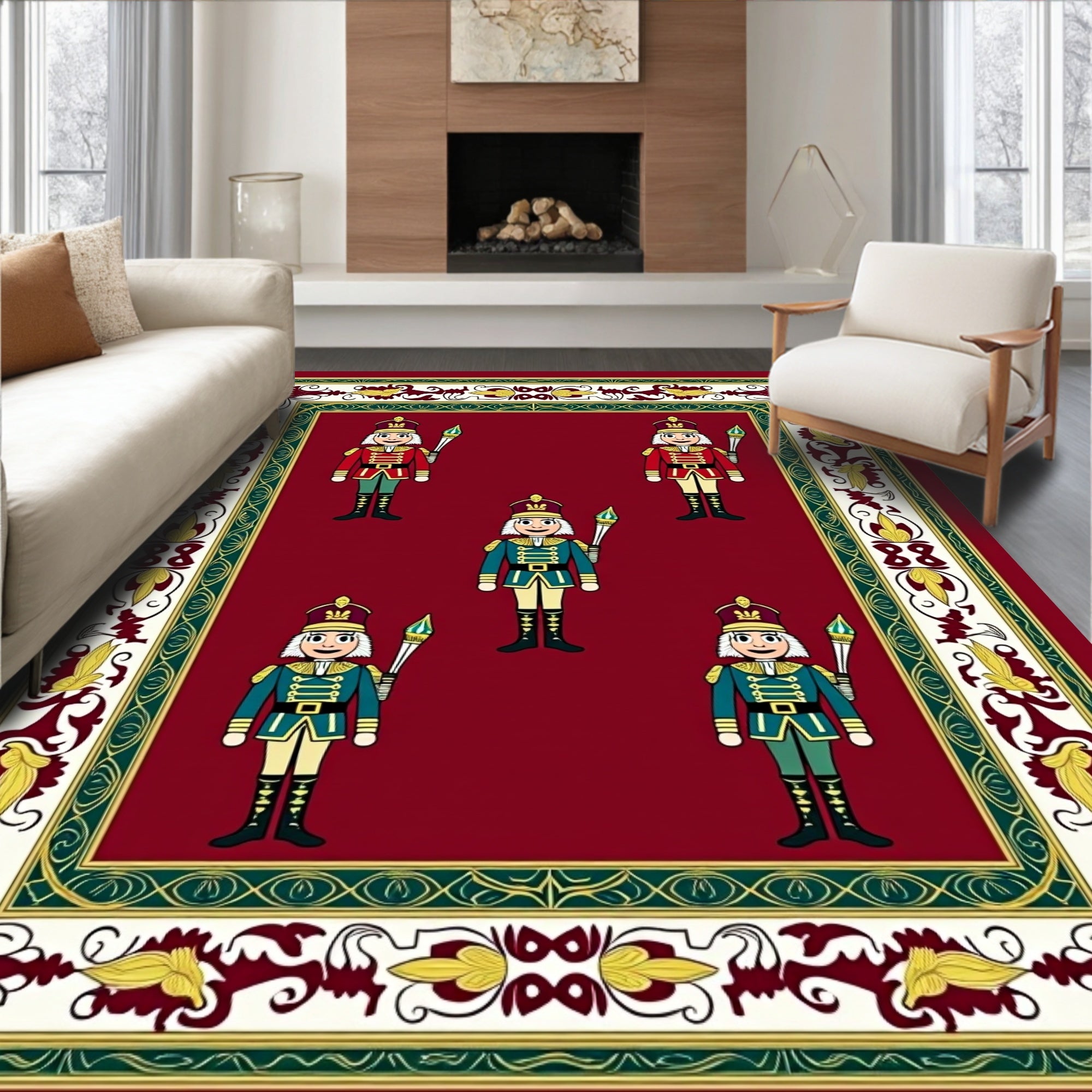 Crimson Festive Soldier Border Rug