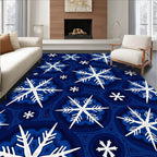 Deep Blue Snowflake Mandala Medallion Rug