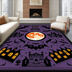 Halloween Purple Bat Moon Houses Rug