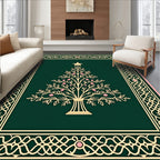 Festive Green Gold Christmas Tree Rug