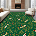 Green Gold Fish Aquatic Fern Rug
