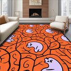 Spooky Lavender Ghost Orange Swirl Rug