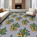 Green Leafy Branches with Red Berries Rug